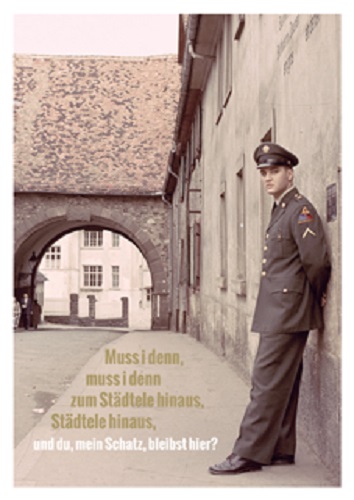 Postkarte ELVIS PRESLEY muss i denn zum Städtle hinaus