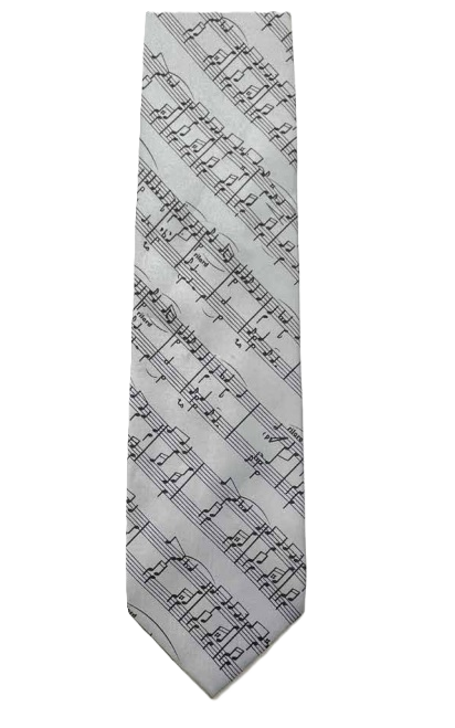 Krawatte Notenschrift  Silbergrau