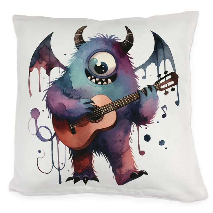 Kuschelkissen Niedliches Monster mit Gitarre 