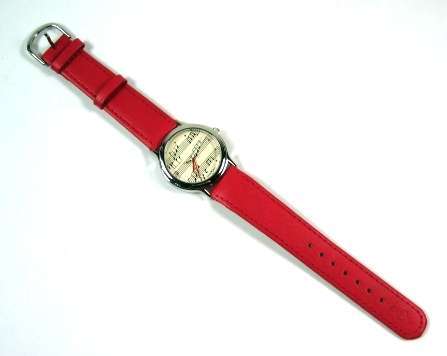 Damenarmbanduhr rot im Notendesign