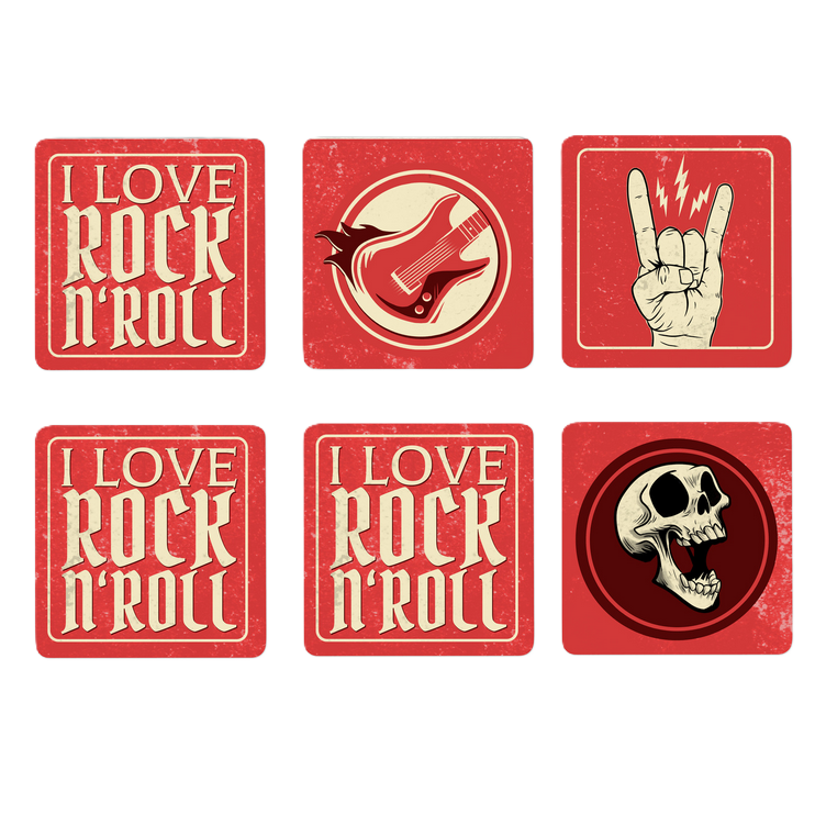 Untersetzer I love Rock n Roll 6er Set