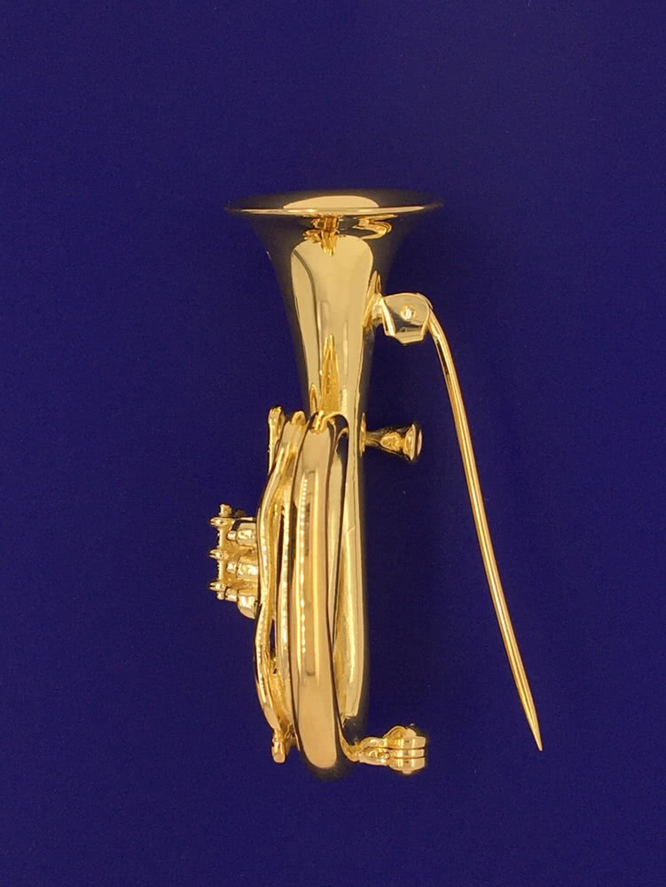 925 Silber vergoldete Bass Tuba Brosche