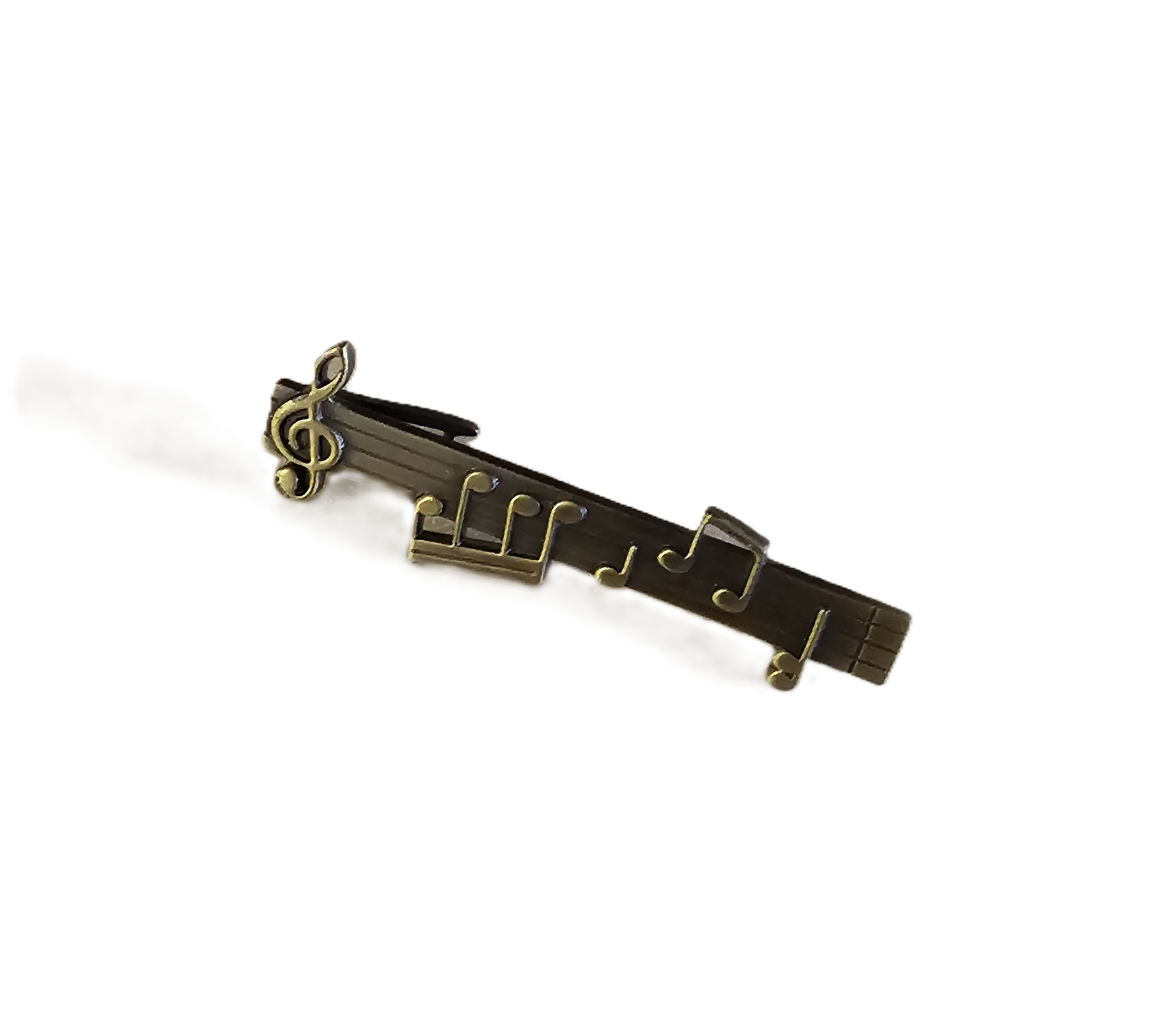 Krawattenklammer Notensystem altgold mattiert