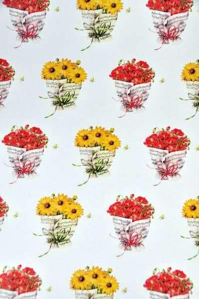 Geschenkpapier Sonnenblumen und Mohn