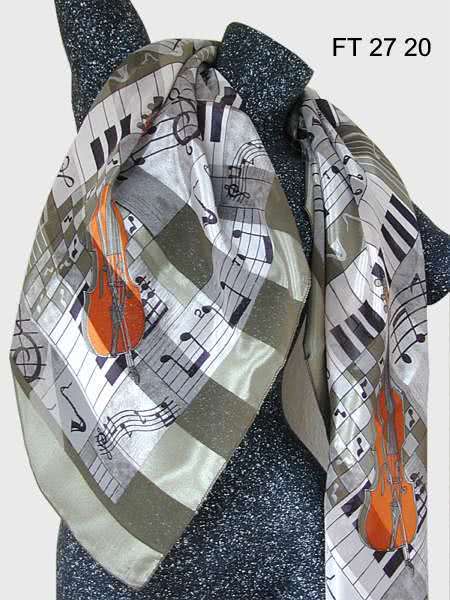 Vierecktuch Musikinstrumente &amp; Noten grün/weiß