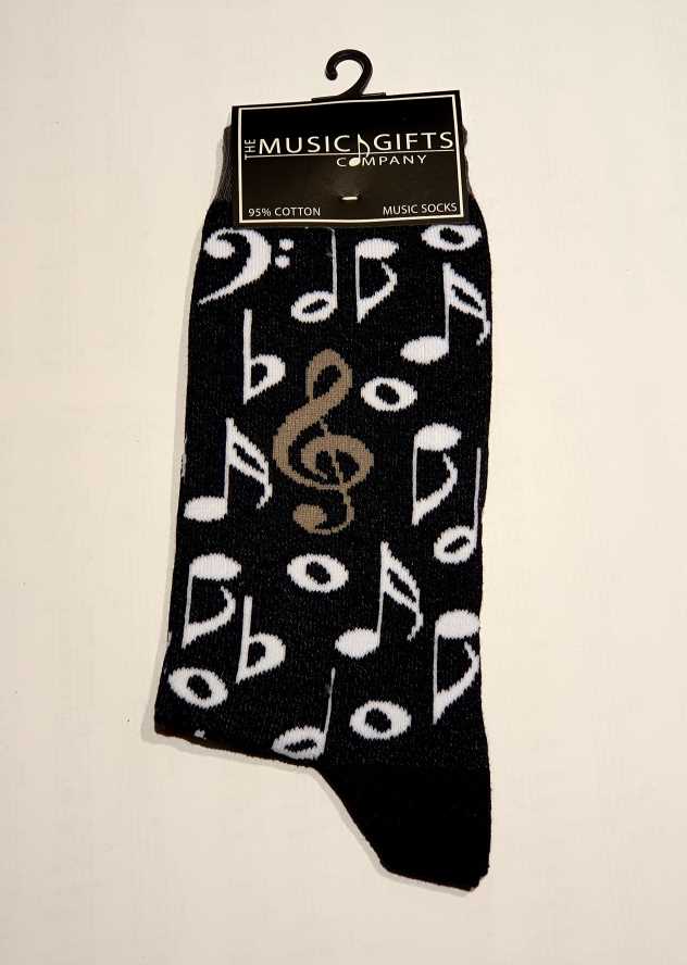 Socken schwarz Motiv Noten