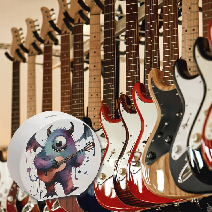 Freches Monster mit Gitarre Spardose 