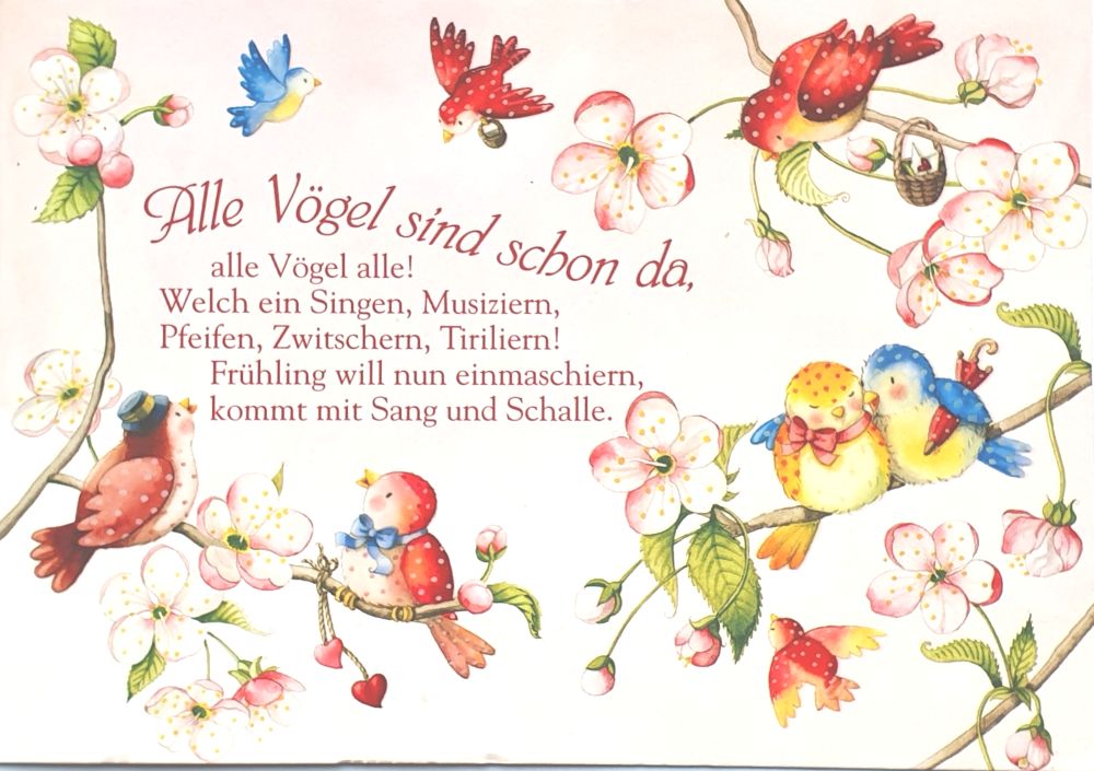 Postkarte Alle Vögel sind schon da