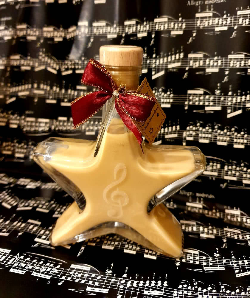 Likör Vanille-Caramel-Sahne Flasche Stern mit Notenschlüssel