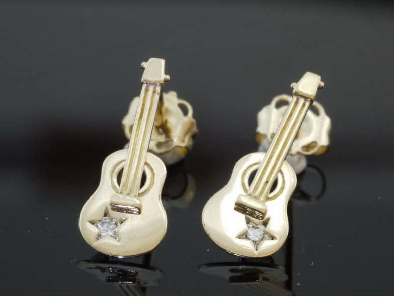 Ohrstecker Westerngitarre Gold 333 (Paar)