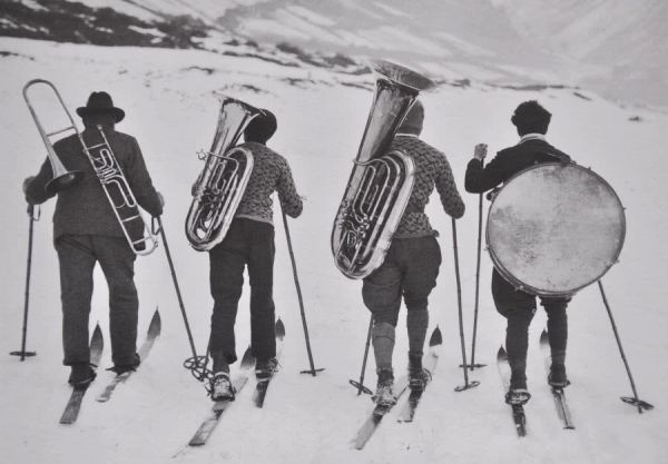 Postkarte Winterreise der Musiker