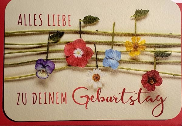 Doppelkarte Zum Geburtstag Motiv Blumennoten 