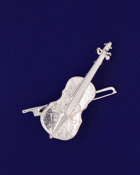 Violine (groß) mit Bogen als Brosche