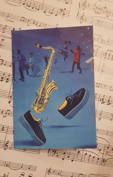 Doppelkarte Motiv Saxophon & Schuhe