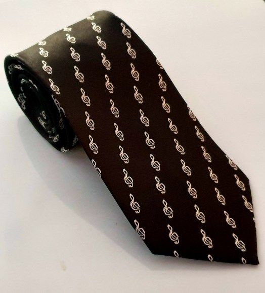 Krawatte Notenschlüssel schwarz silbern