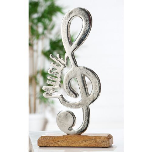 Skulptur Notenschlüssel Musik auf Mangoholz 