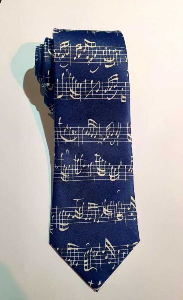 Krawatte Bach Notenschrift blau