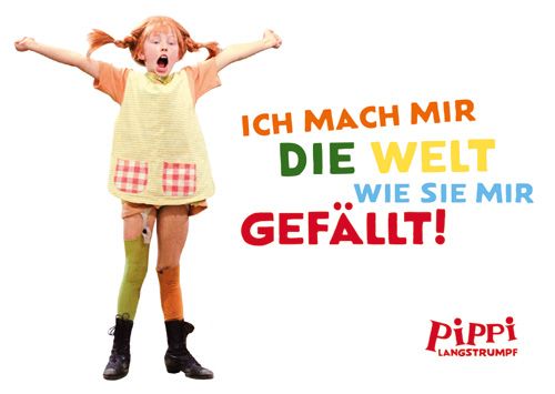Postkarte Pippi Langstrumpf - Ich mach mir die Welt...